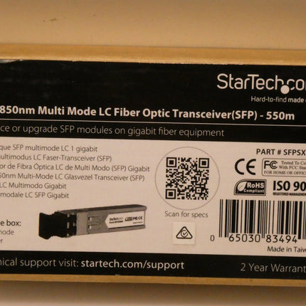 StarTech SFPSXMM Gigabit 850nm Multi Mode SFP Fiber Optical Transceiver LC 550m