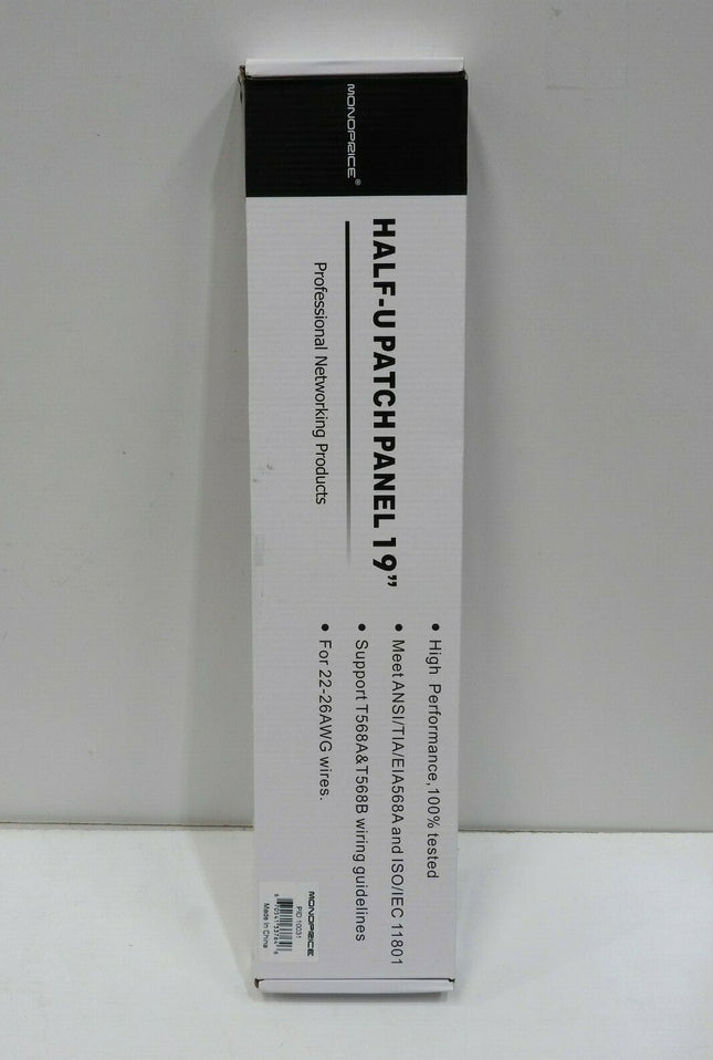 Monoprice SpaceSaver 19in Half-U UTP Cat6 Horizontal 180-degree Patch Panel