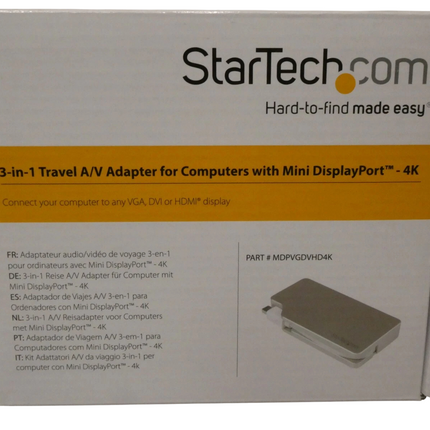 StarTech.com Aluminum Travel A/V Adapter: 3-in-1 Mini DisplayPort to VGA, DVI or