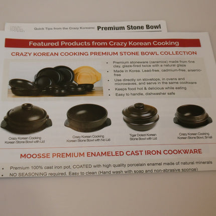 Crazy Korean Cooking Korean Stone Bowl (Dolsot), Sizzling Hot Pot for Bibimba...