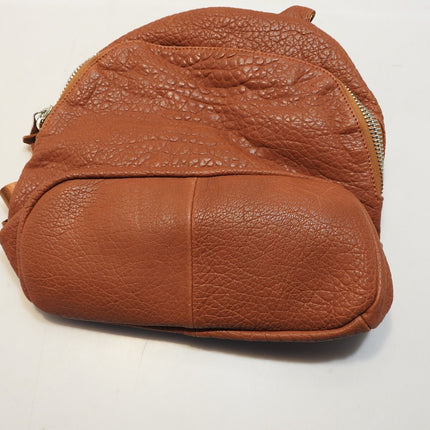 Trifine Unisex Pebbled Leather Backpack Handbag, Tan, One Size