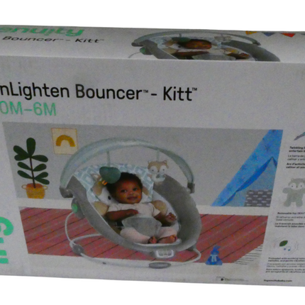 Ingenuity InLighten Baby Bouncer Seat with Light Up-Toy Bar and Bunny Tummy Time