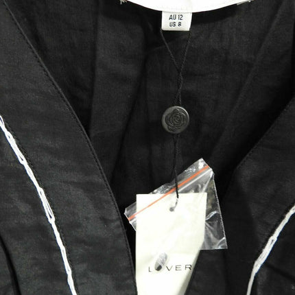 LOVER Women's Sofia Embroided MIDI Dress, Black - 12