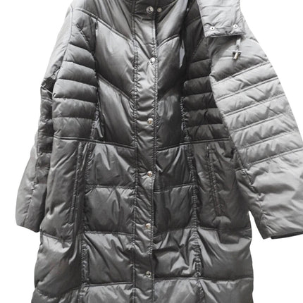 London Fog Women's Plus-Size Mid-Length Faux-Fur Collar Down Coat with Hood - 1X