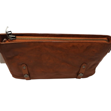 Trifine Unisex Concrete Leather Satchel, Tan, One Size