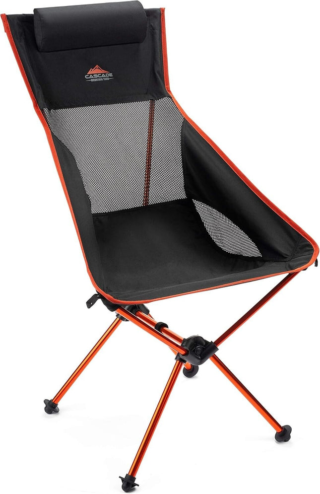 Cascade Mountain Tech Outdoor High Back Lightweight Camp Chair with Headrest