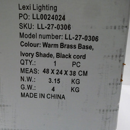 Lexi Lighting Arden Floor Lamp, Warm Base Metal Base, Ivory Fabric PVC Shade, H1