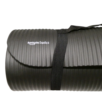 Amazon Basics Extra Thick Exercise Yoga Gym Floor Mat with Carrying Strap - Grey
