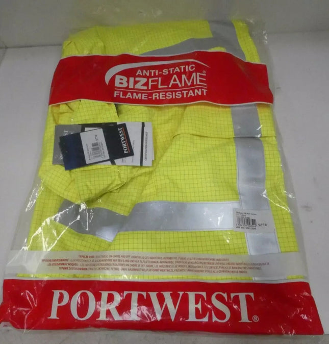 Portwest Mens Bizflame Hi-Vis Multi Lite Rain Jacket, Yellow, 3X-Large