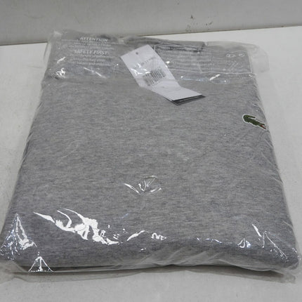 Lacoste Men's Hooded Pullover Sweatshirt, Silver Chine/Navy Blue, 02F