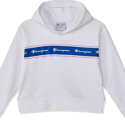 Champion Girl's Sporty Boxy Hoodie Hooded Sweatshirt, White, 8 UK