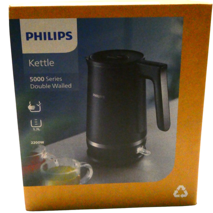 Philips Series 5000 Double Walled Kettle - Family-Sized 1.7L Capacity, Stainless