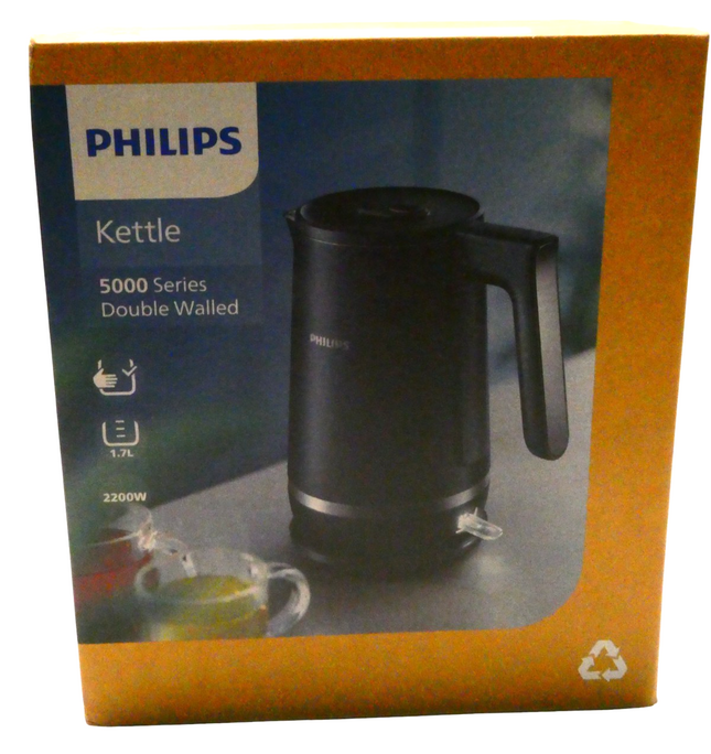 Philips Series 5000 Double Walled Kettle - Family-Sized 1.7L Capacity, Stainless