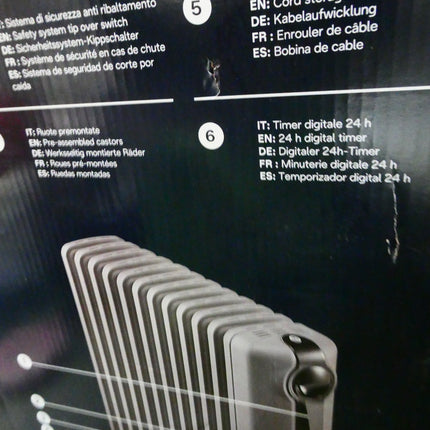 De'Longhi Radia S Oil Column Heater TRRS1224EG, 12 Fin Home Heater - Grey