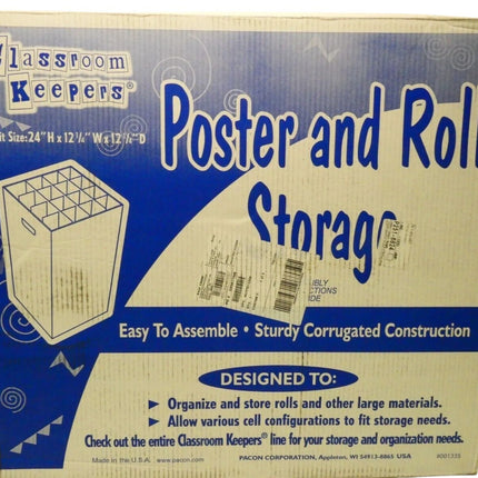 Classroom Keepers Poster & Roll Storage, Blue, 24"H x 12-1/4"W x 12-1/4"D