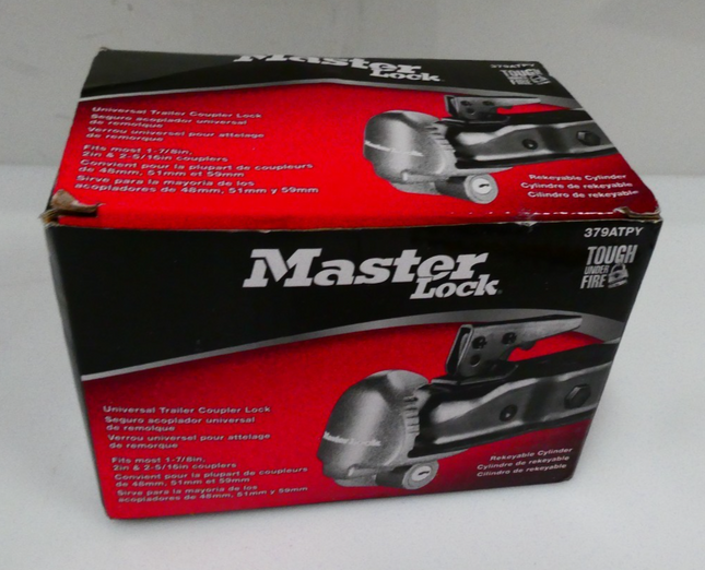 Master Lock 379ATPY Universal Trailer Hitch Lock, Black