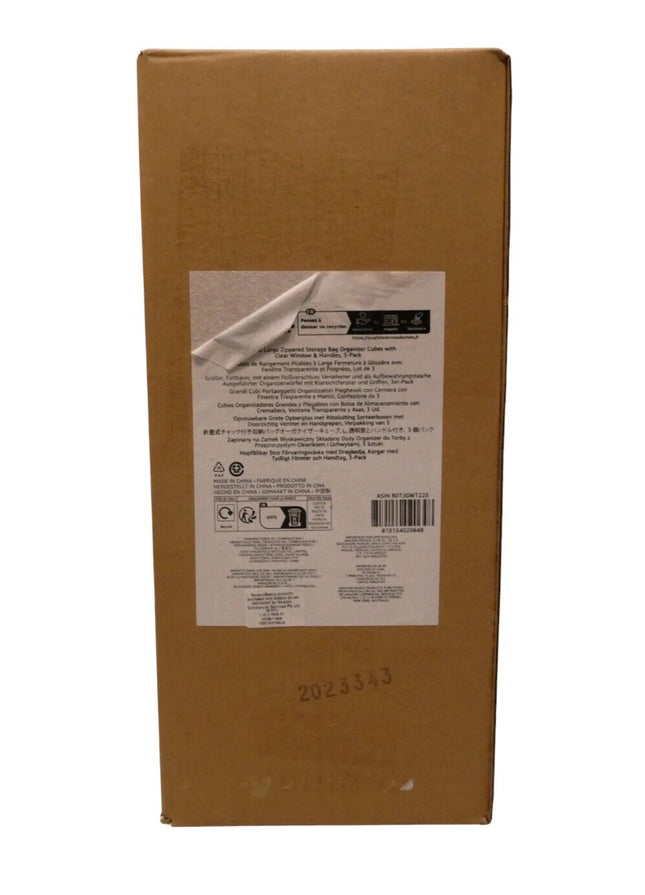 Amazon Basics Foldable Large Zippered Storage Bag Organizer Cubes with Clear Win