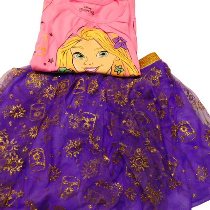 Disney Princess Moana Frozen Girls T-Shirt Tulle Mesh Skirt and Scrunchie 3 Piec