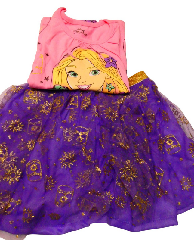 Disney Princess Moana Frozen Girls T-Shirt Tulle Mesh Skirt and Scrunchie 3 Piec