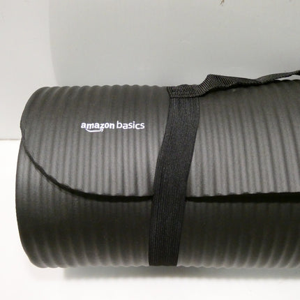 Amazon Basics Extra Thick Exercise Yoga Gym Floor Mat with Carrying Strap - Grey