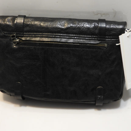 Trifine Unisex Concrete Leather Satchel, Black, One Size