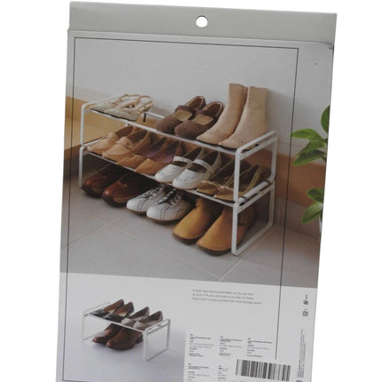 Yamazaki Home Adjustable Shoe Rack-Spacesaving Storage Solution, One Size, White
