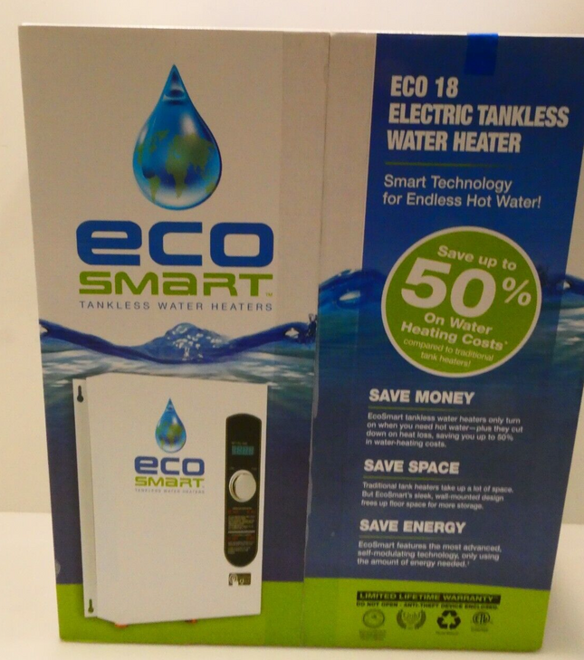 EcoSmart ECO 18 Electric Tankless Water Heater, 18 KW at 240 Volts with Patented