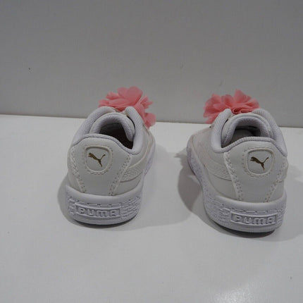 PUMA Baby Basket Flower AC INF Sneakers, Puma White-Pale Pink - 4 US