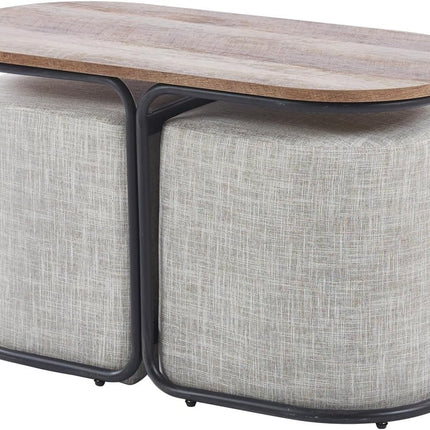 La Bella 3-Piece Coffee Table & Ottoman Set – Modern Industrial Living Room Furn