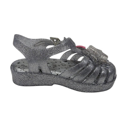 Mini Melissa Possession II Silver Glitter Sandal, Size - 7