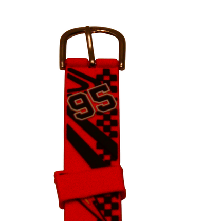 Disney Cars Lightning McQueen Boy's Red Plastic Time Teacher Watch, Red 3D Strap