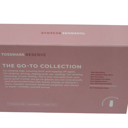 TOSSWARE Reserve 9oz Stemless Champagne Glass Dishwasher Safe Set of 4