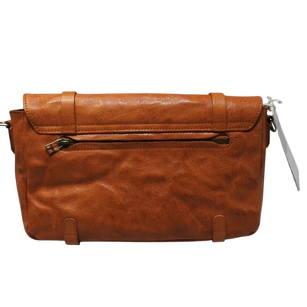 Trifine Unisex Concrete Leather Satchel, Tan, One Size