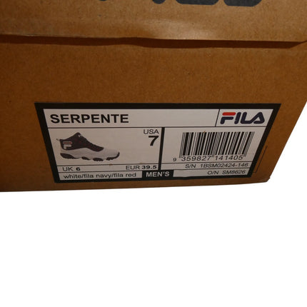 FILA Men's Serpente Basketball Shoe, White/Fnavy/Fred, 7 US