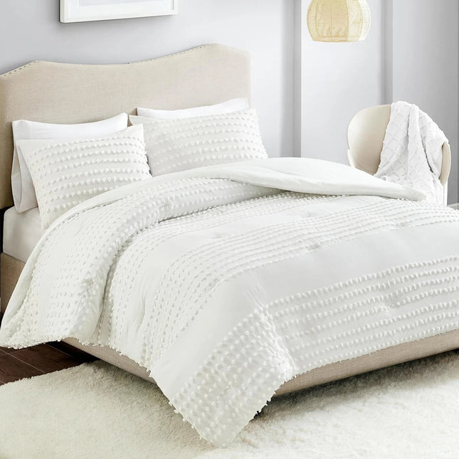Comfort Spaces Cotton Comforter Set, Twin/Twin XL, Phillips, Ivory