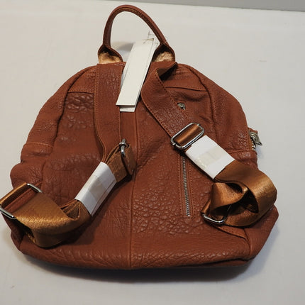Trifine Unisex Pebbled Leather Backpack Handbag, Tan, One Size