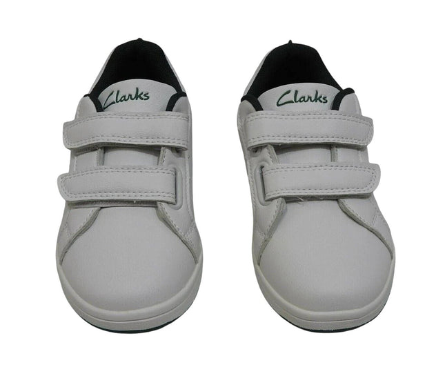 Clarks Kids Dewey White/Green E+ 28 E