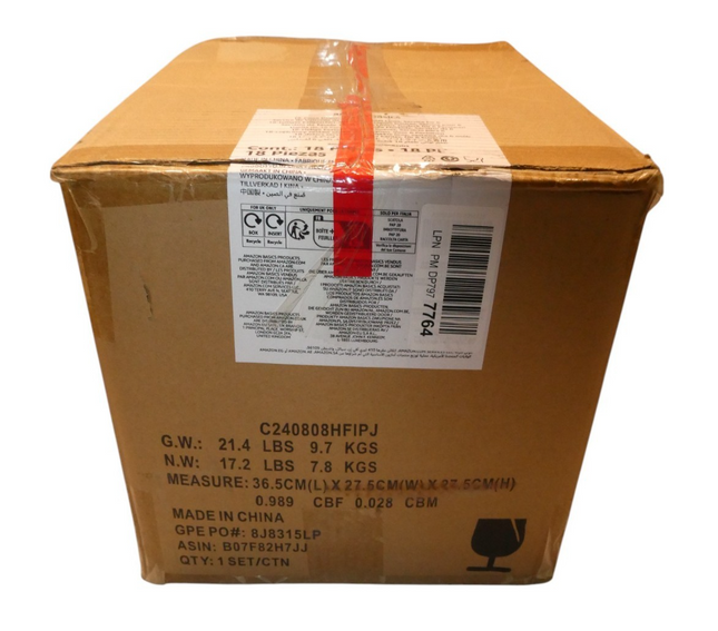 Amazon Basics 18-Piece Dinnerware Set - Soft Lines, Service for 6