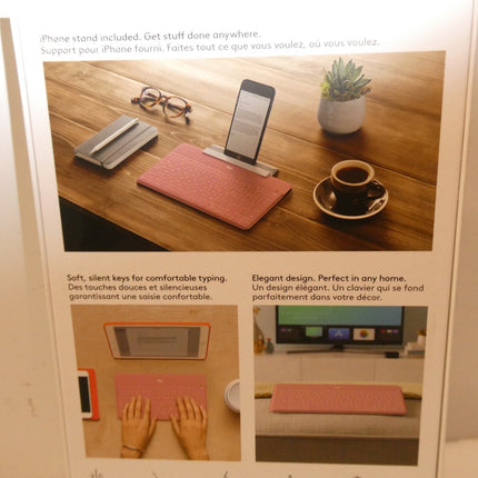 Logitech Keys-to-Go Ultra Slim Keyboard Bluetooth with iPhone Stand - Pink