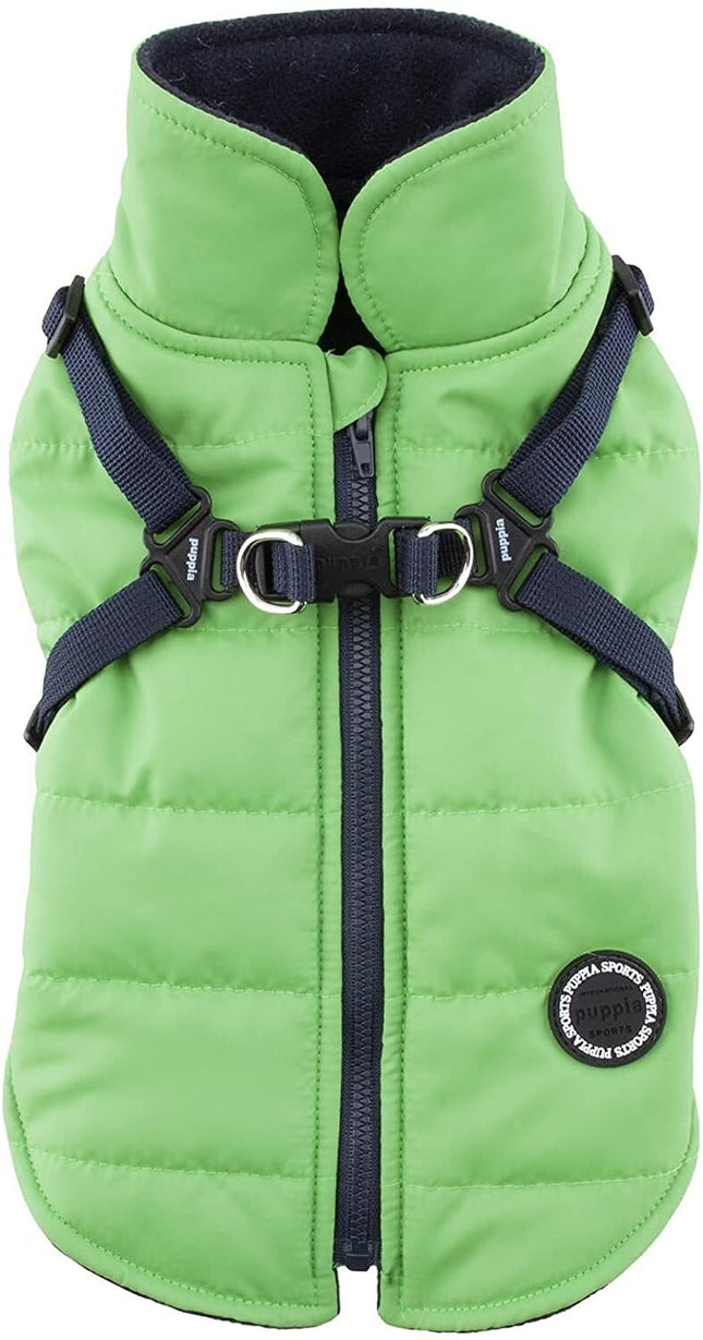 Puppia Smart Tag PAPD-VT1366 Authentic Mountaineer II Winter Vest, Green - Large