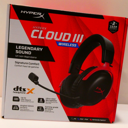 HyperX Cloud III Wireless Gaming Headset for PC, PS4&5, NS - Red