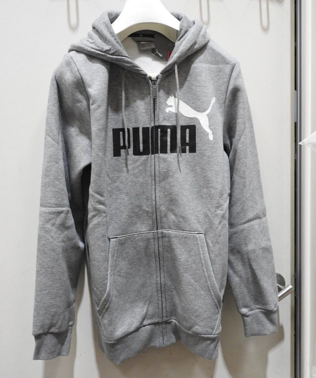 PUMA ESS+ 2 Col FZ Hoodie Fleece, Small Gray Heather