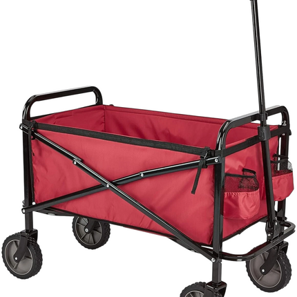 Amazon Basics Collapsible Folding Outdoor Utility Wagon with Cover Bag - Red