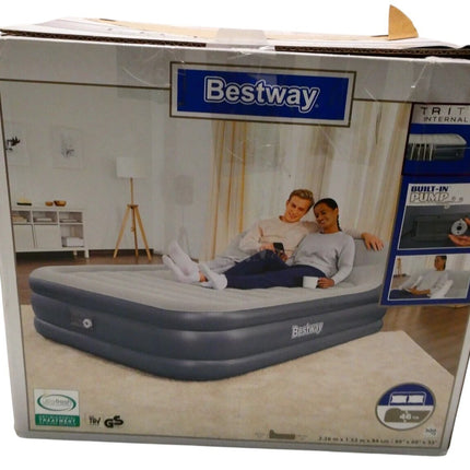 Bestway Tritech Airbed Queen SleekFlow Headboard Built-in AC Pump, 226x152x8cm
