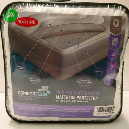 Comfortech Quilted Waterproof Mattress Protector, Queen – Soft Cotton Cover
