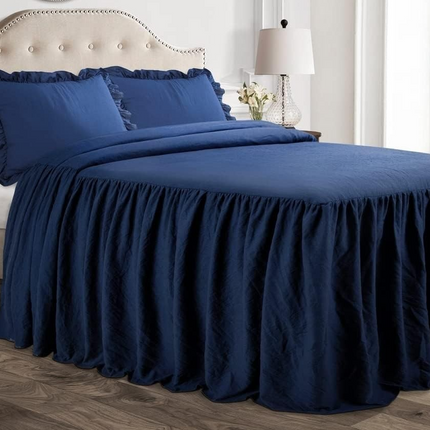 Lush Decor Ruffle Skirt Bedspread Set - 3-Piece Luxurious Farmhouse Bedding - El