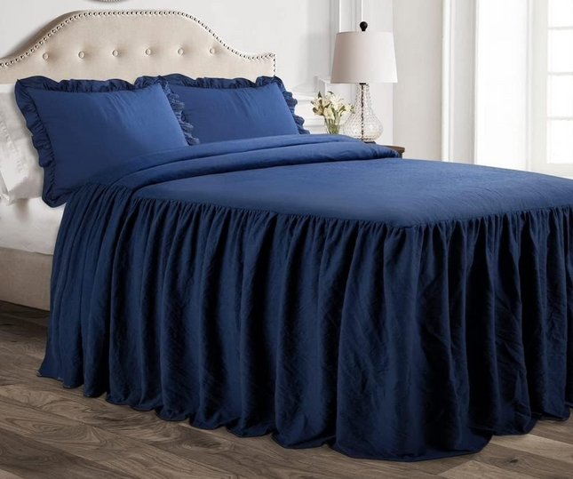 Lush Decor Ruffle Skirt Bedspread Set - 3-Piece Luxurious Farmhouse Bedding - El