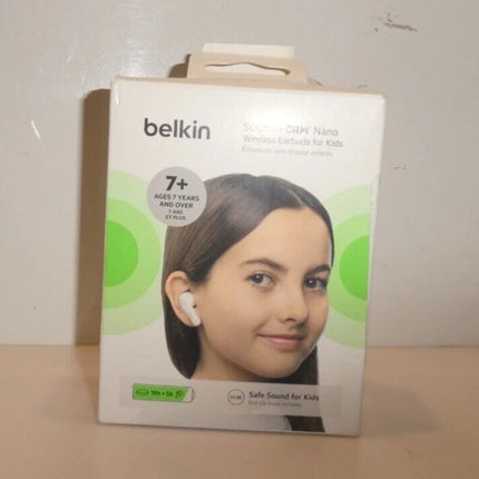 Belkin Soundform Nano Bluetooth Earbuds for Kids with Built-in Microphone, White