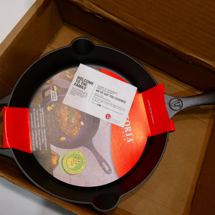 Victoria Cast Iron 12" Skillet Fry Pan with Long Handle, Seasoned, Large, 12 inc