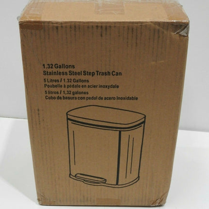 iTouchless SoftStep 1.32 Gallon Small Bathroom Stainless Steel Step Trash Can 5L